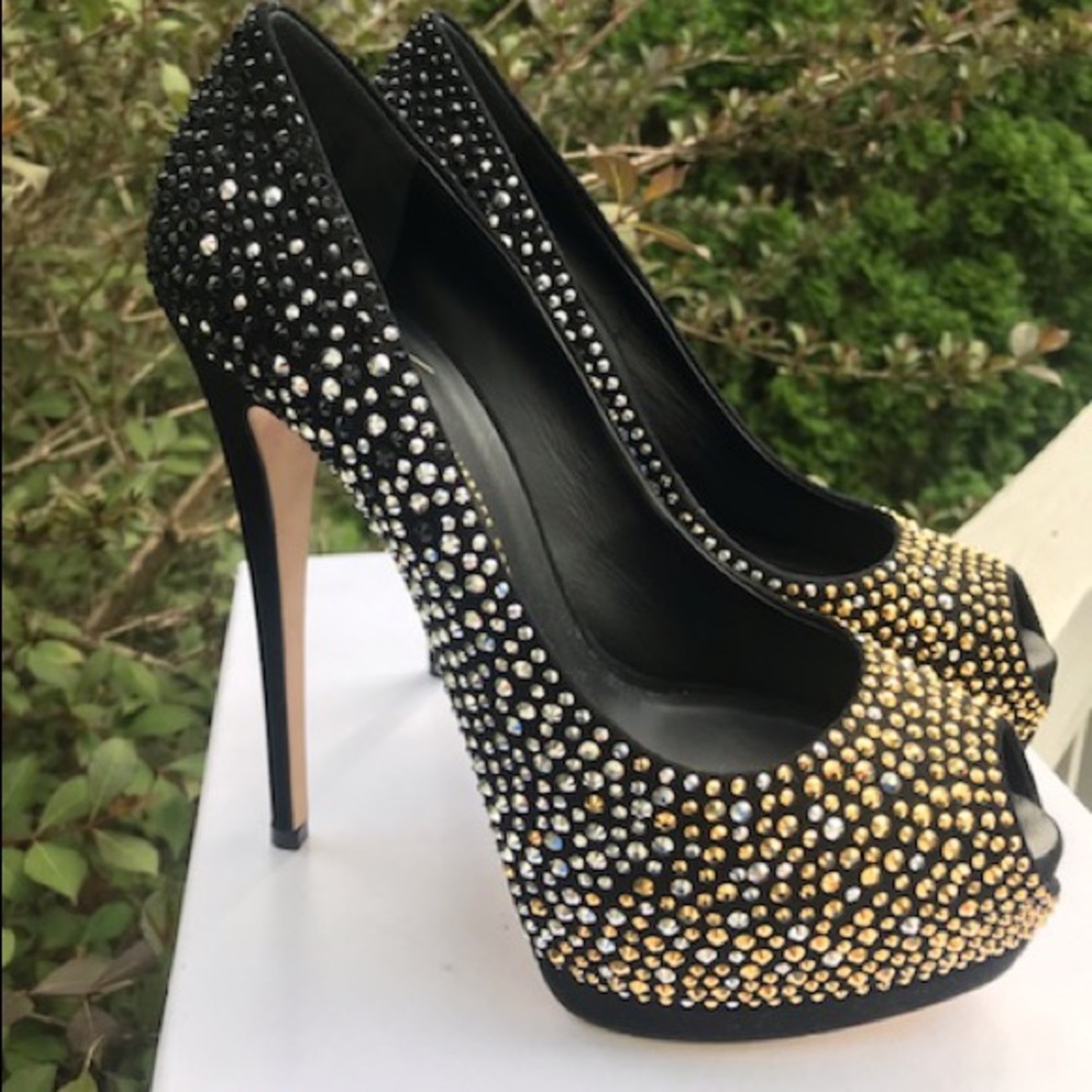 Giuseppe Zanotti black rhinestone heels